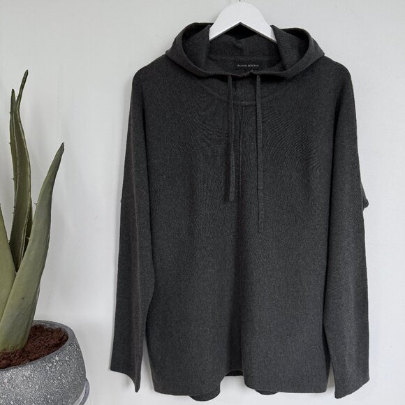 Banana Republic LENZING ECOVERO Sweater Hoodie Oversized Large Grey - Picture 4 of 8